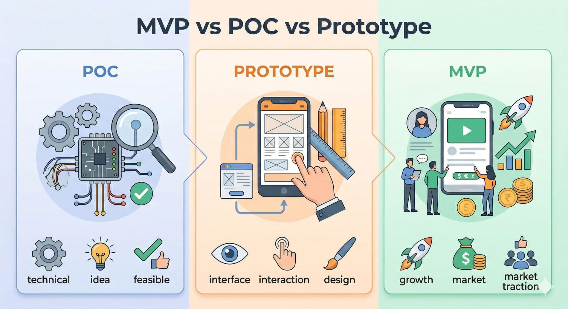 MVP vs POC vs prototype : quoi construire en premier pour éviter de perdre 3 mois ?