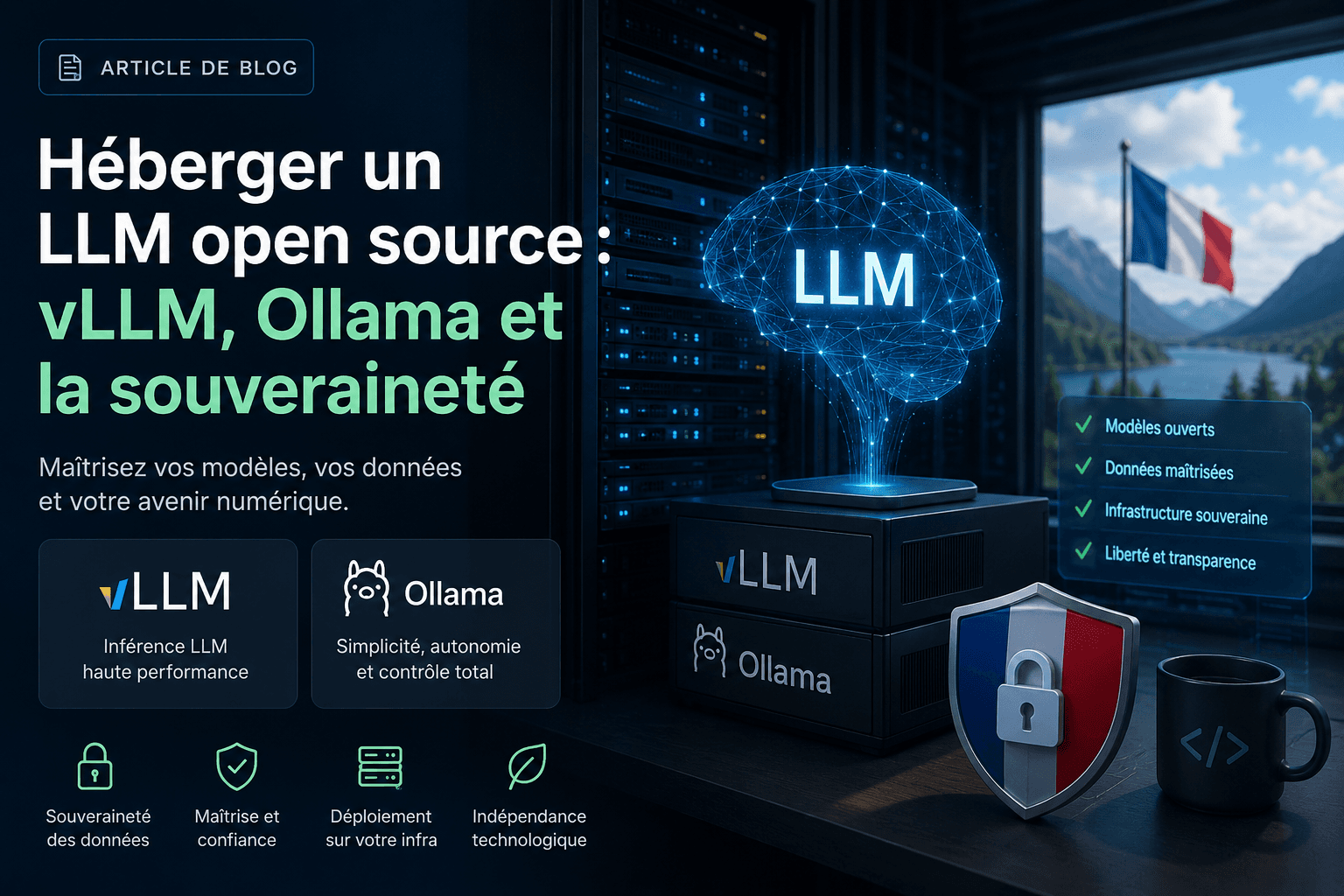 Héberger un LLM open source : vLLM, Ollama et la souveraineté